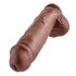 King Cock 11 - nagy tapadókorongos, herés dildó (28cm) - barna