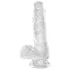 King Cock Clear 6 - tapadókorongos, herés kis dildó (15cm)