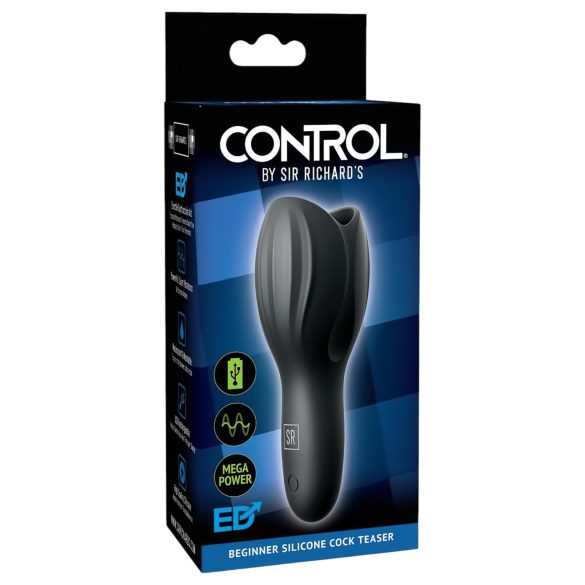 Control Cock Teaser - vízálló, akkus, makkvibrátor (fekete)