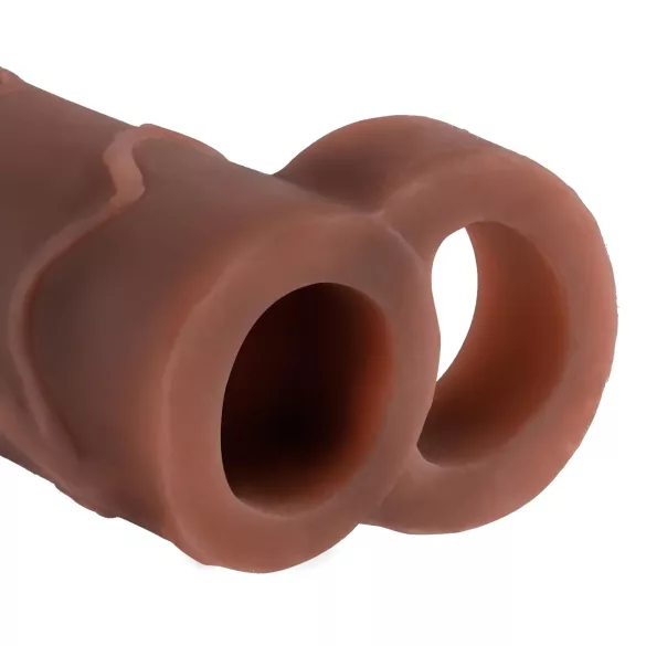 Pipedream X-TENSION Perfect 2 - heregyűrűs péniszköpeny - sötét natúr (19cm)