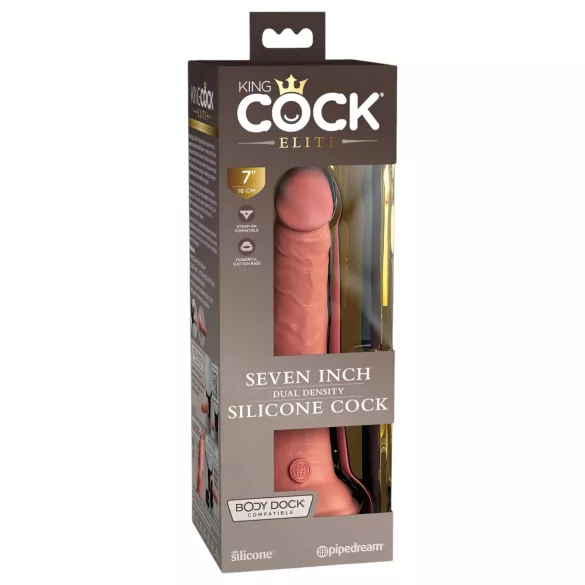 King Cock Elite 7- tapadókorongos, élethű dildó (18cm) - natúr