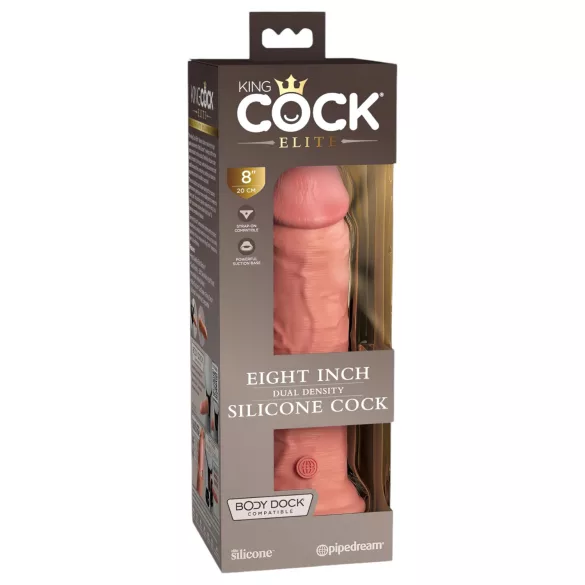King Cock Elite 8 - tapadókorongos, élethű dildó (20cm) - natúr
