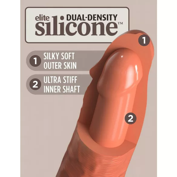 King Cock Elite 8 - tapadókorongos dildó (20cm) - sötét natúr