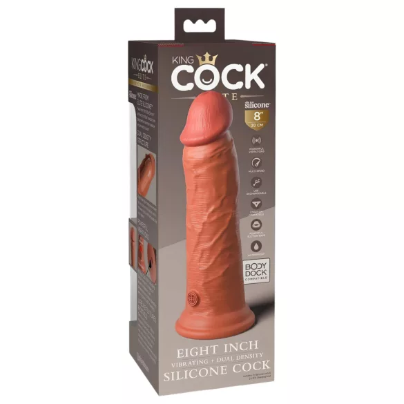 King Cock Elite 8 - élethű vibrátor 20cm (sötét natúr)