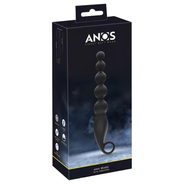ANOS Anal Beads - gyöngyös anál vibrátor (fekete)