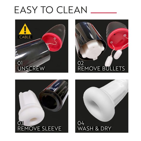 WYNE 02 - akkus, rezgő-szívó maszturbátor (fekete-fehér)