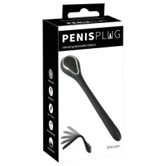  Penis Plug Dilator - akkus, vibrációs dilátor (1cm) - fekete