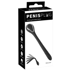   Penis Plug Dilator - akkus, vibrációs dilátor (1 cm, fekete)