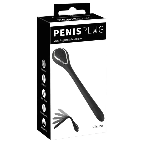 Penis Plug Dilator - akkus, vibrációs dilátor (1 cm, fekete)
