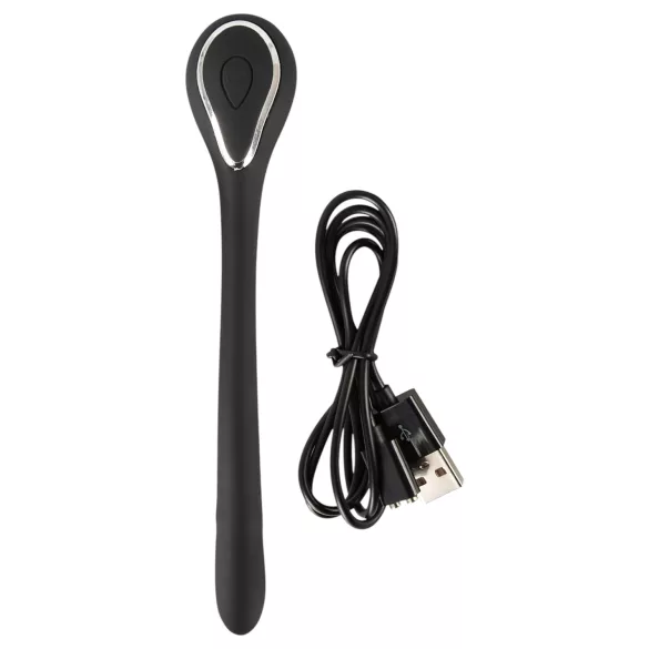 Penis Plug Dilator - akkus, vibrációs dilátor (1 cm, fekete)