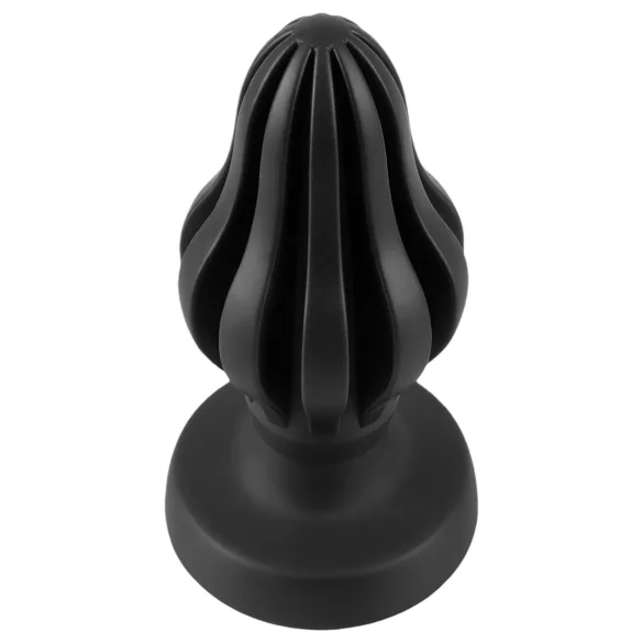 ANOS - bordázott puha butt plug - 7cm (fekete)