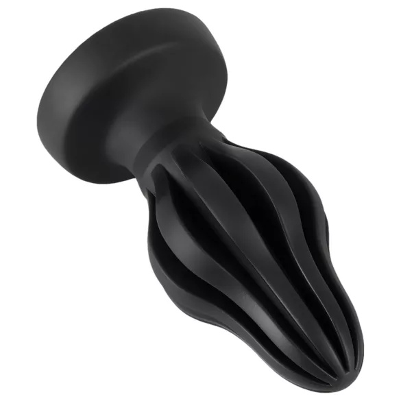 ANOS - bordázott puha butt plug - 7cm (fekete)