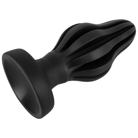 ANOS - bordázott puha butt plug - 7cm (fekete)