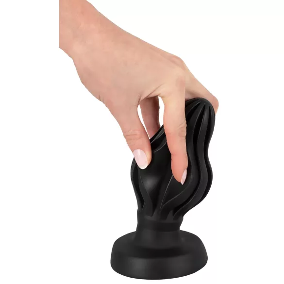 ANOS - bordázott puha butt plug - 7cm (fekete)