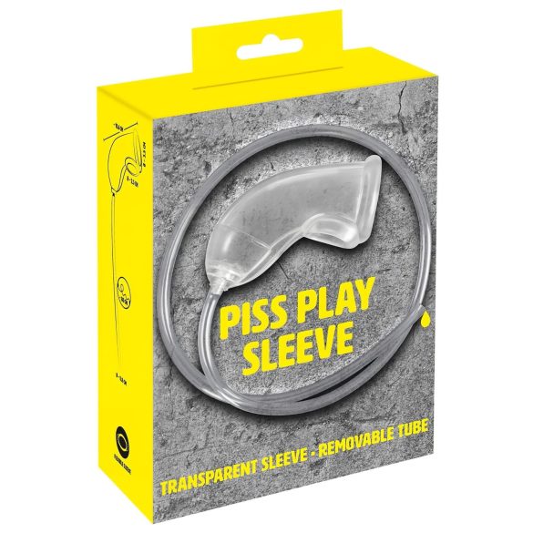 You2Toys Piss Play Sleeve - péniszfeltét kivezető csővel (átlátszó)