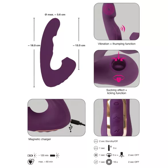 Javida - 4in1 csiklóizgató vibrátor (lila)