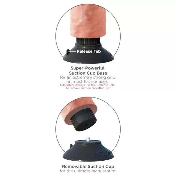 King Cock 7 tapadókorongos vibrátor (18 cm, testszínű)