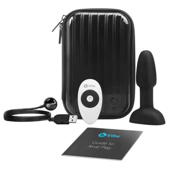 b-Vibe Rimming - forgó gyöngyös anál vibrátor (fekete)