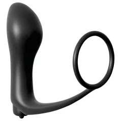 Analfantasy - ujj anál vibrátor péniszgyűrűvel (fekete)