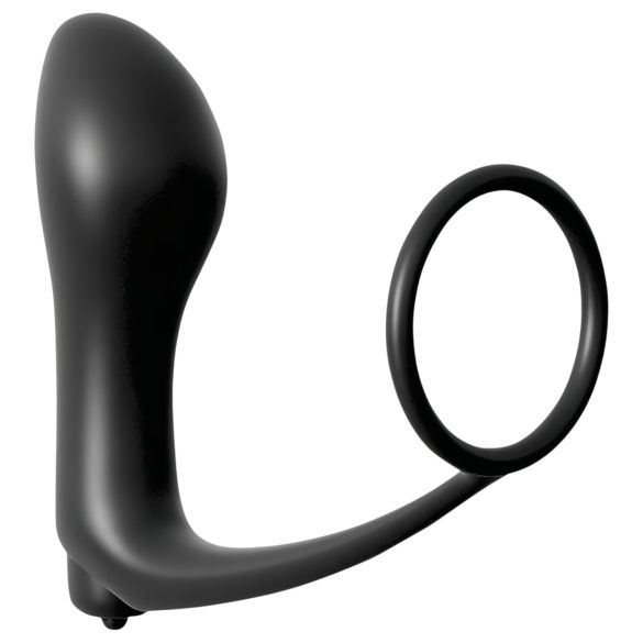 Analfantasy - ujj anál vibrátor péniszgyűrűvel (fekete)