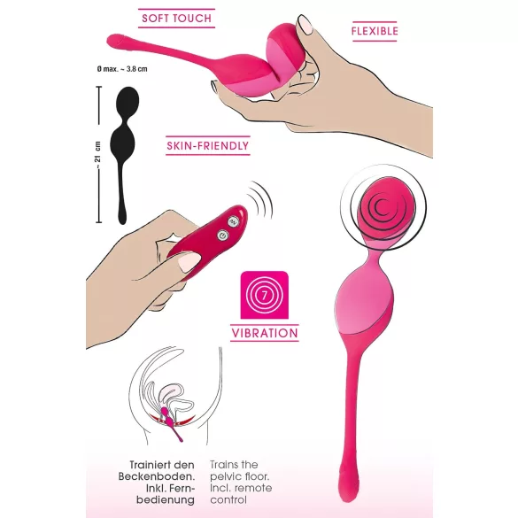 SMILE Love Balls - rádiós vibrációs tojás -82g (pink)