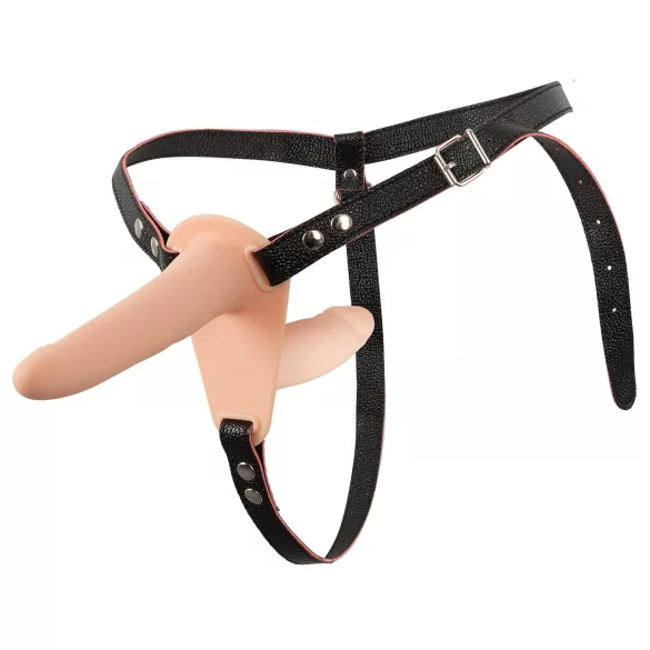 You2Toys - Strap-On - felcsatolható dupla vibrátor (natúr)
