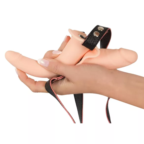 You2Toys - Strap-On - felcsatolható dupla vibrátor (natúr)