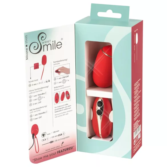 SMILE Love Ball - akkus, rádiós vibrációs tojás (piros)