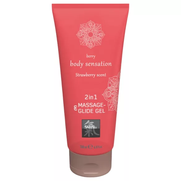HOT - Shiatsu 2in1 Strawberry scent - masszázs síkosító - eper (200 ml)