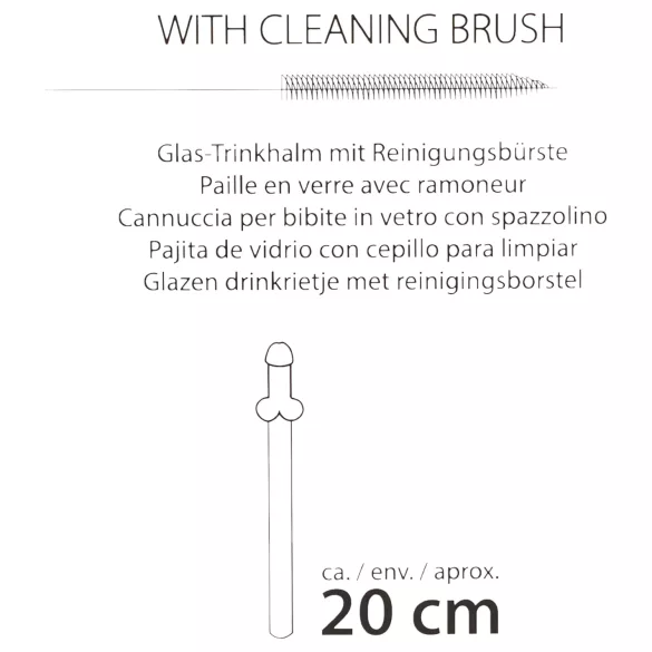 Straw Willy - péniszes üveg szívószál - átlátszó (4db)