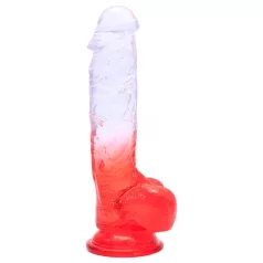   Sunfo - tapadókorongos, herés dildó - 21 cm (átlátszó-piros)