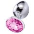 Sunfo - fém anál plug pink kővel (ezüst)