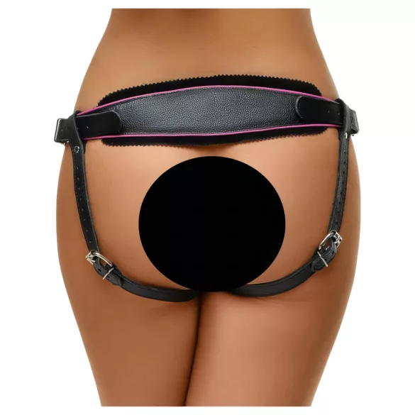 ZADO - fekete bőr alsó felcsatolható dildóhoz BDSM (S-L)