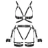ZADO - többrészes bőr harness szett bilinccsel (fekete)