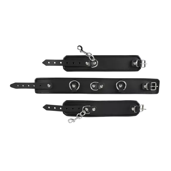 ZADO - bőr nyakörv bilinccsel (fekete)