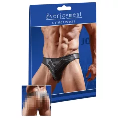   Svenjoyment - fényes férfi tanga áttetsző betéttel (fekete)