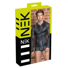 NEK - kígyóbőr mintás, kapucnis férfi felső (fekete)