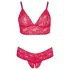 Cottelli Plus Size - puha csipke melltartó szett (piros)
