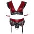 Cottelli Bondage Plus Size - csipkés melltartó szett (piros)