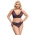 Cottelli Plus Size - áttetsző mintás melltartó szett (lila)