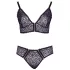 Cottelli Plus Size - áttetsző mintás melltartó szett (lila)