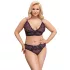 Cottelli Plus Size - áttetsző mintás melltartó szett (lila)