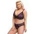 Cottelli Plus Size - áttetsző mintás melltartó szett (lila)
