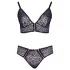 Cottelli Plus Size - áttetsző mintás melltartó szett (lila)