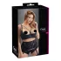 Cottelli Plus Size - pántos, gyűrűs push-up melltartó (fekete)