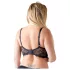 Cottelli Plus Size - pántos, gyűrűs push-up melltartó (fekete)