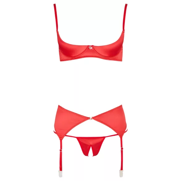 Cottelli - szíves nyitott push-up melltartó szett (piros)