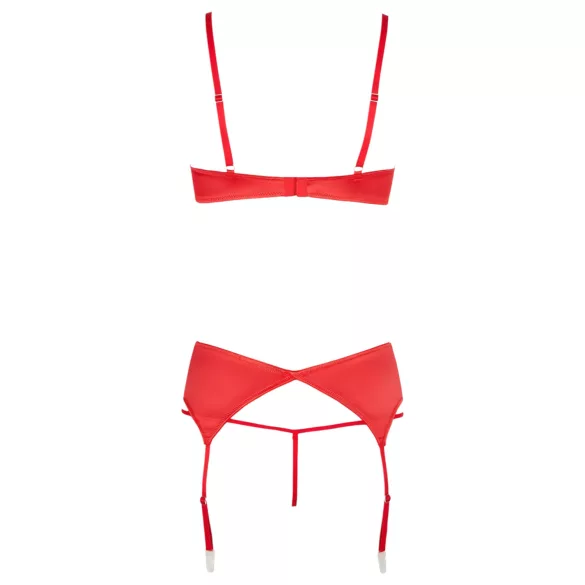 Cottelli - szíves nyitott push-up melltartó szett (piros)