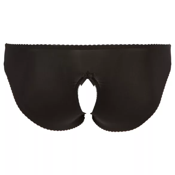 Cottelli Plus Size - csipkés, nyitott bugyi (fekete)
