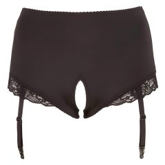 Cottelli Plus Size - harisnyatartós nyitott alsó (fekete)